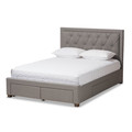 Baxton Studio Aurelie Modern Light Grey Upholstered King Size Storage Bed 145-8129